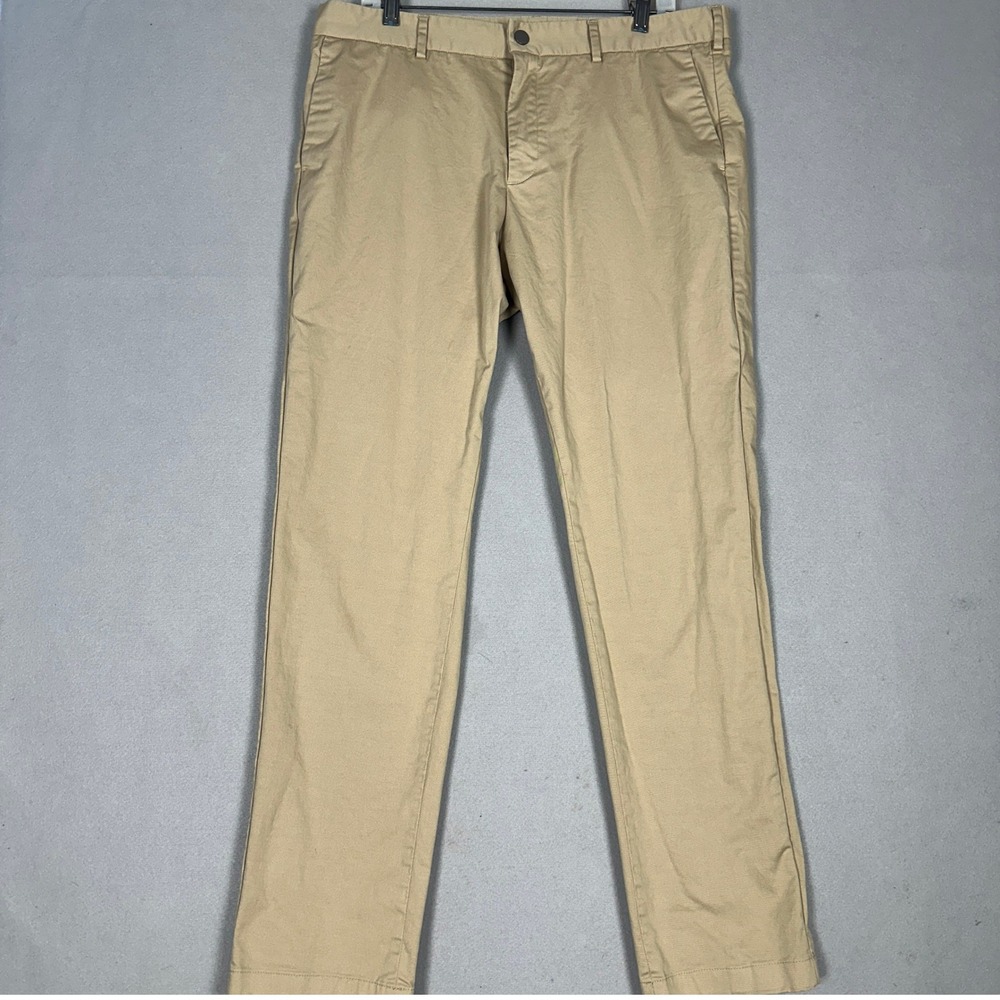 Spoke Sharps Pants Mens 36 Tan Khaki Build B Chino Slim Fit Flat Front Stretch